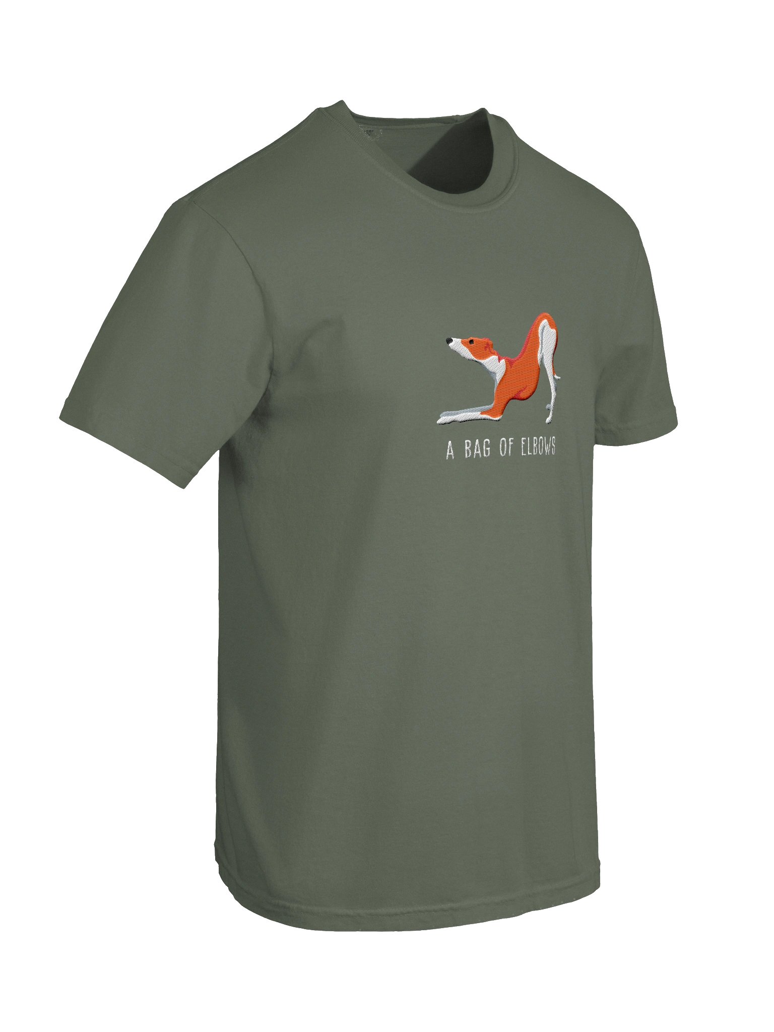 A Bag of Elbows T-Shirt(Embroidered) of an Italian Greyhound(Red & White) product image (11)