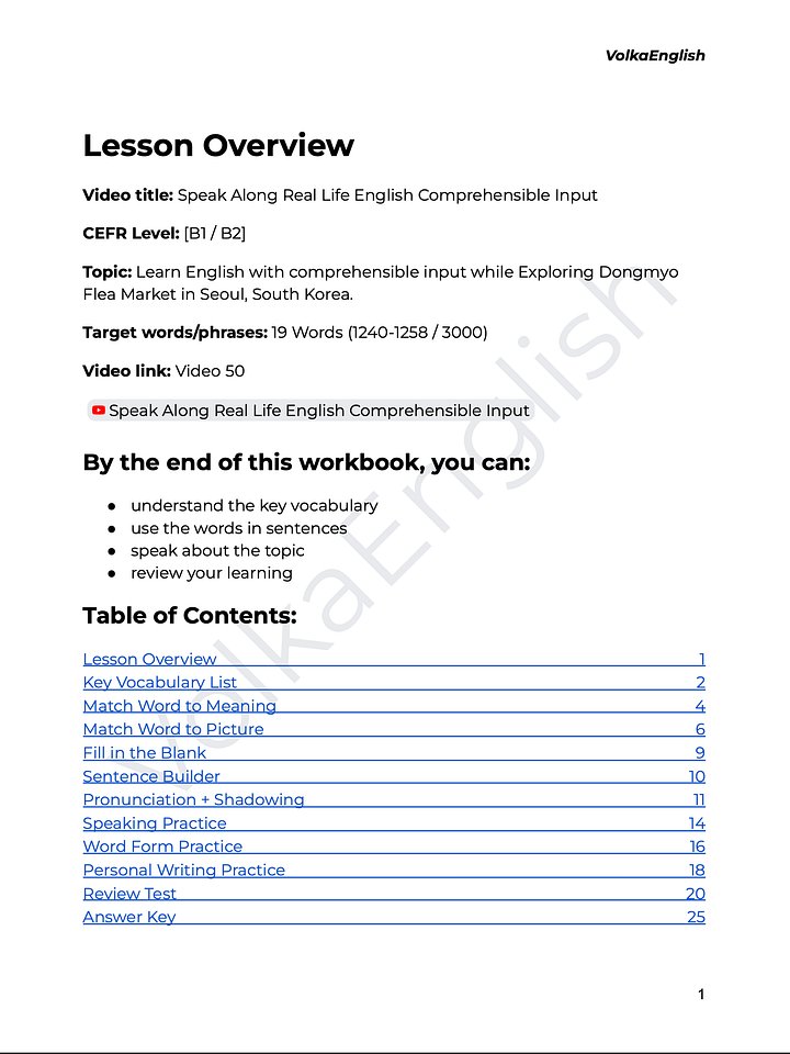 Speak Along Real Life English Comprehensible Input - Video 50 Study Pack product image (2)