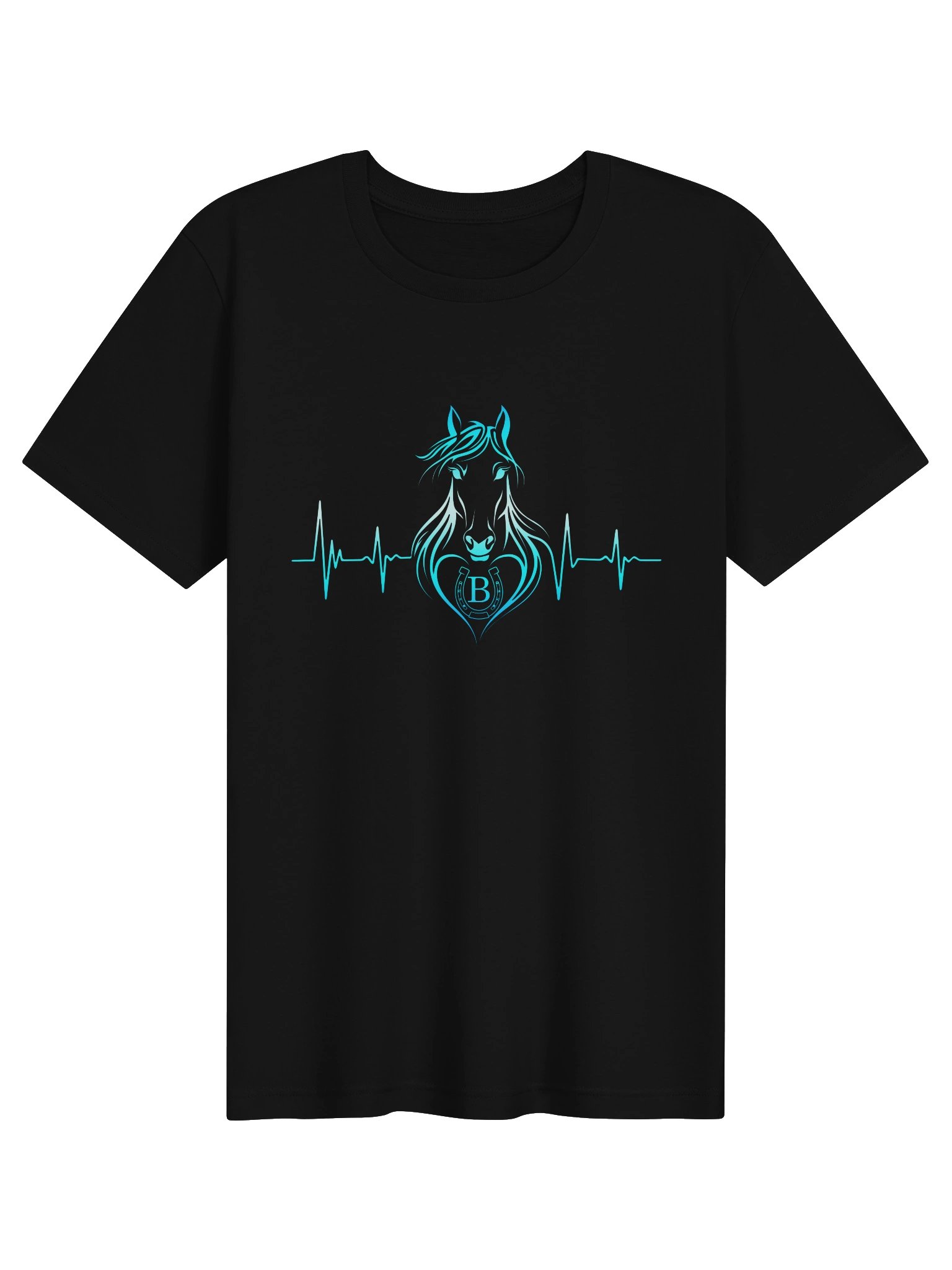 Personalized Horse Heartbeat T-Shirt with Letter B | Unisex Horse Lover Gift product image (1)