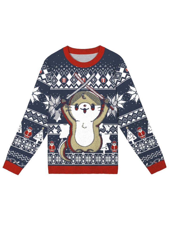 Otter Xmas Sweater Blue w/ Red Hem product image (1)