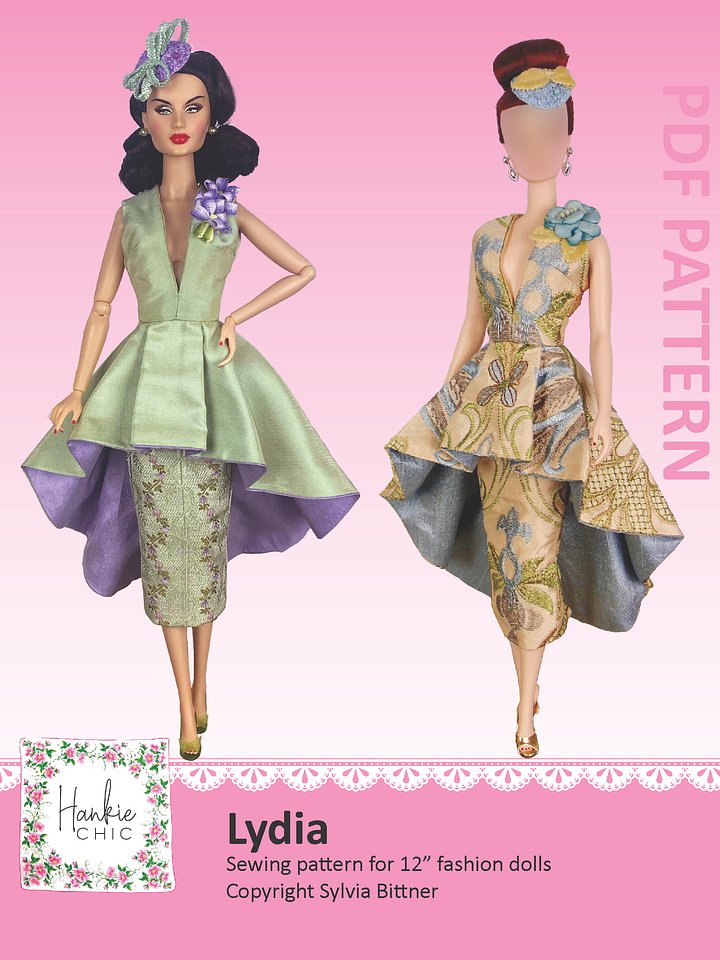 Lydia sewing pattern for 12" fashion dolls product image (1)