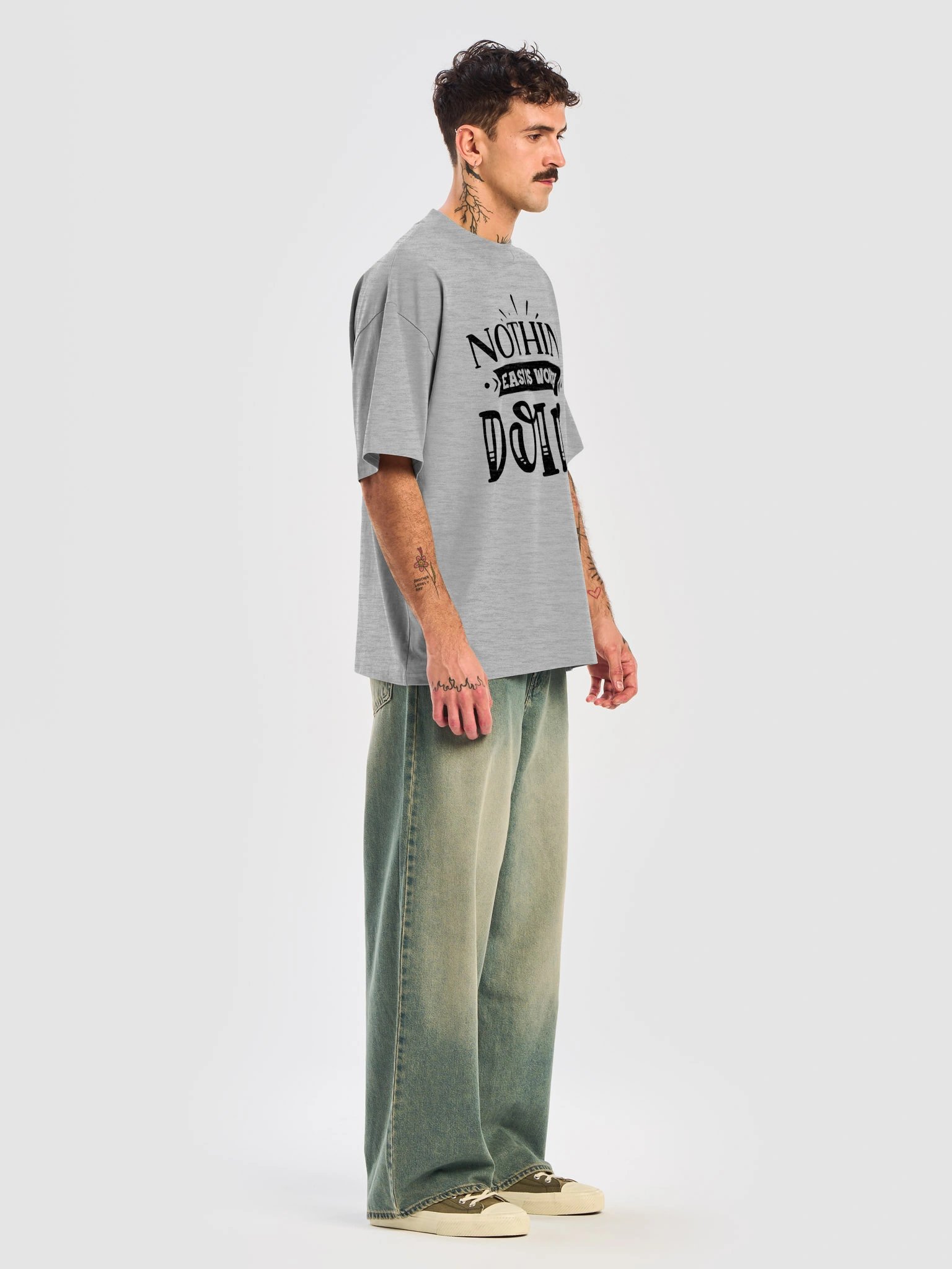 Nothing Easy Is Worth Doing Oversized Tee product image (19)