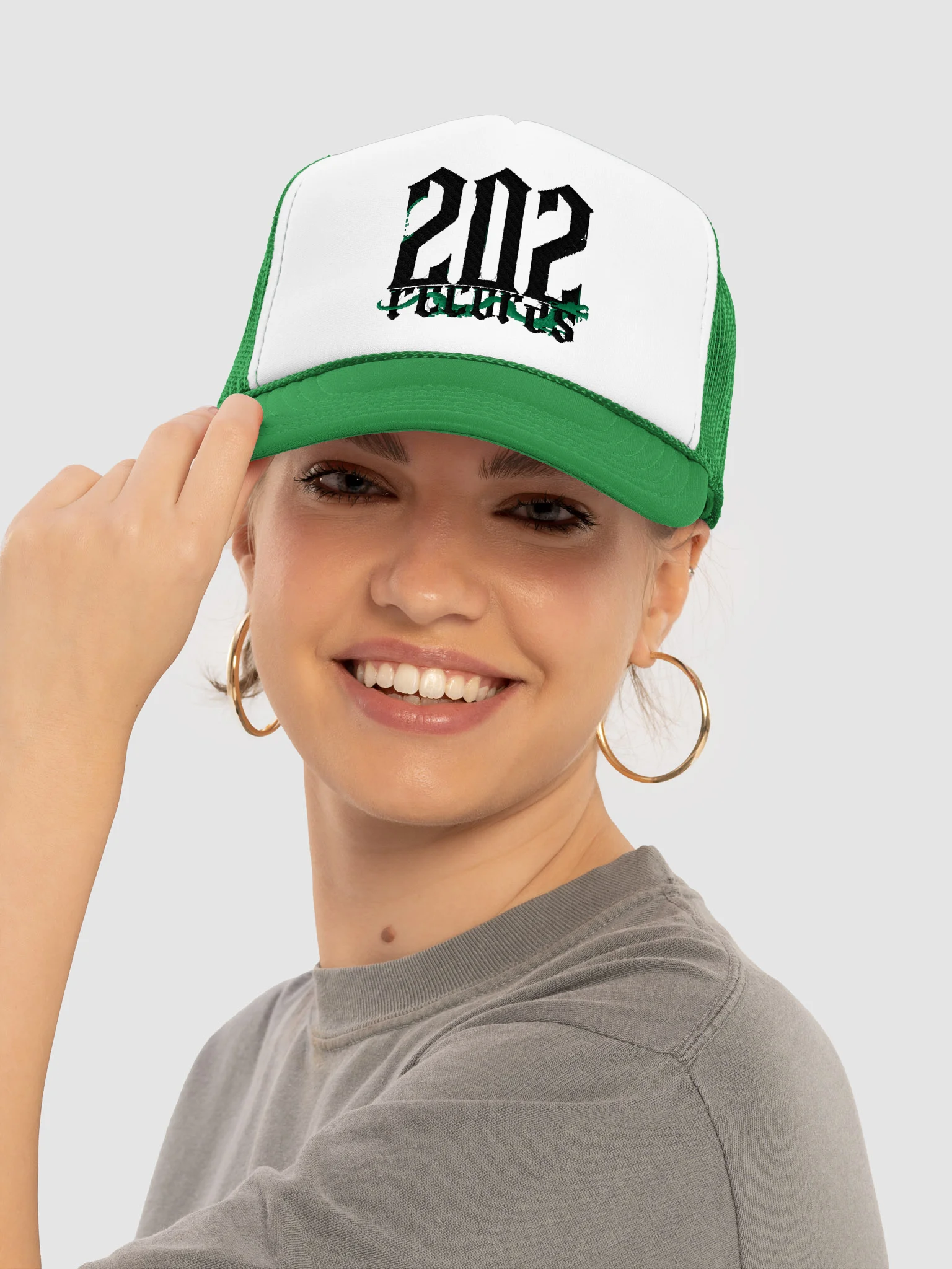 KEVBO "202 Records" Green + White FOAM Trucker hat product image (5)