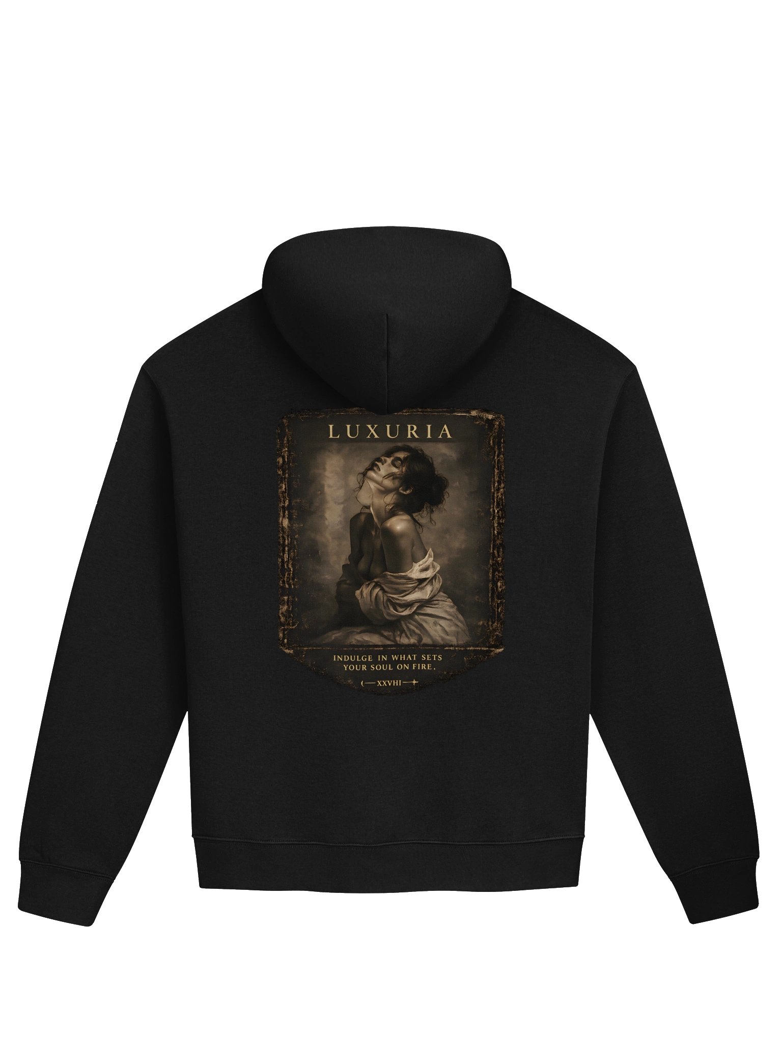 Vintage Gothic 'Luxuria' Hoodie — Pure Black Art Pullover product image (1)