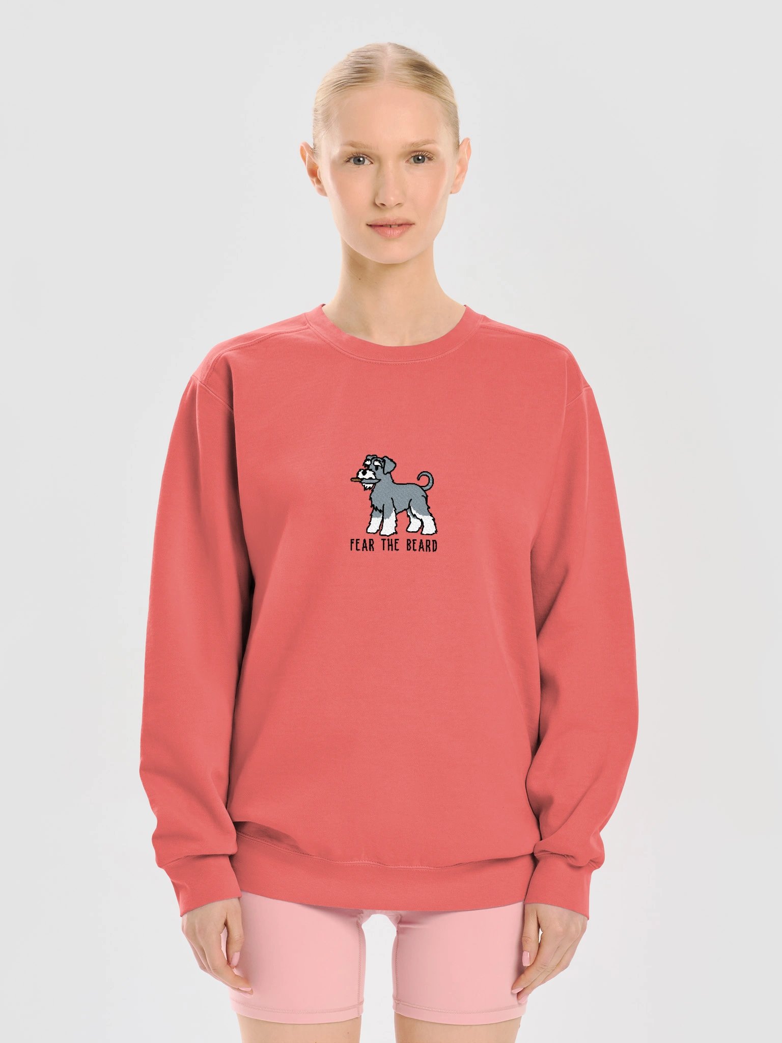 Fear the Beard Funny Chibi-Style Embroidered Premium Sweatshirt for Schnauzer(Salt & Pepper) Owners product image (21)