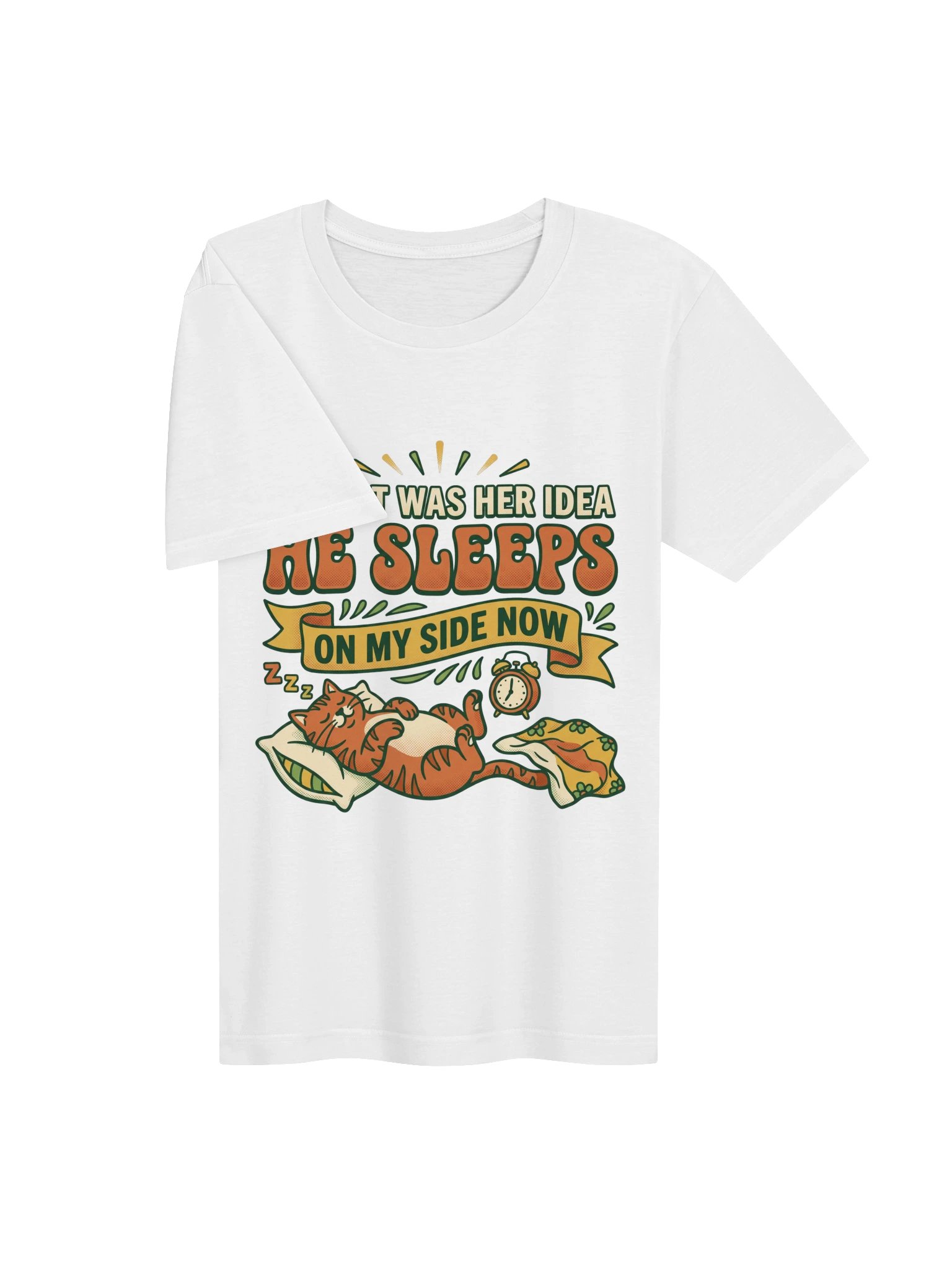 The Cat Was Her Idea He Sleeps On My Side Now Shirt - Funny Cat Dad Tee product image (3)