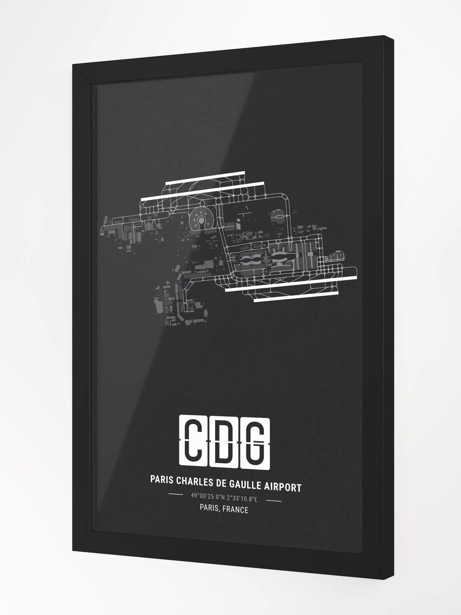 Framed Airport CDG Premium Map On Matt Paper product image (2)