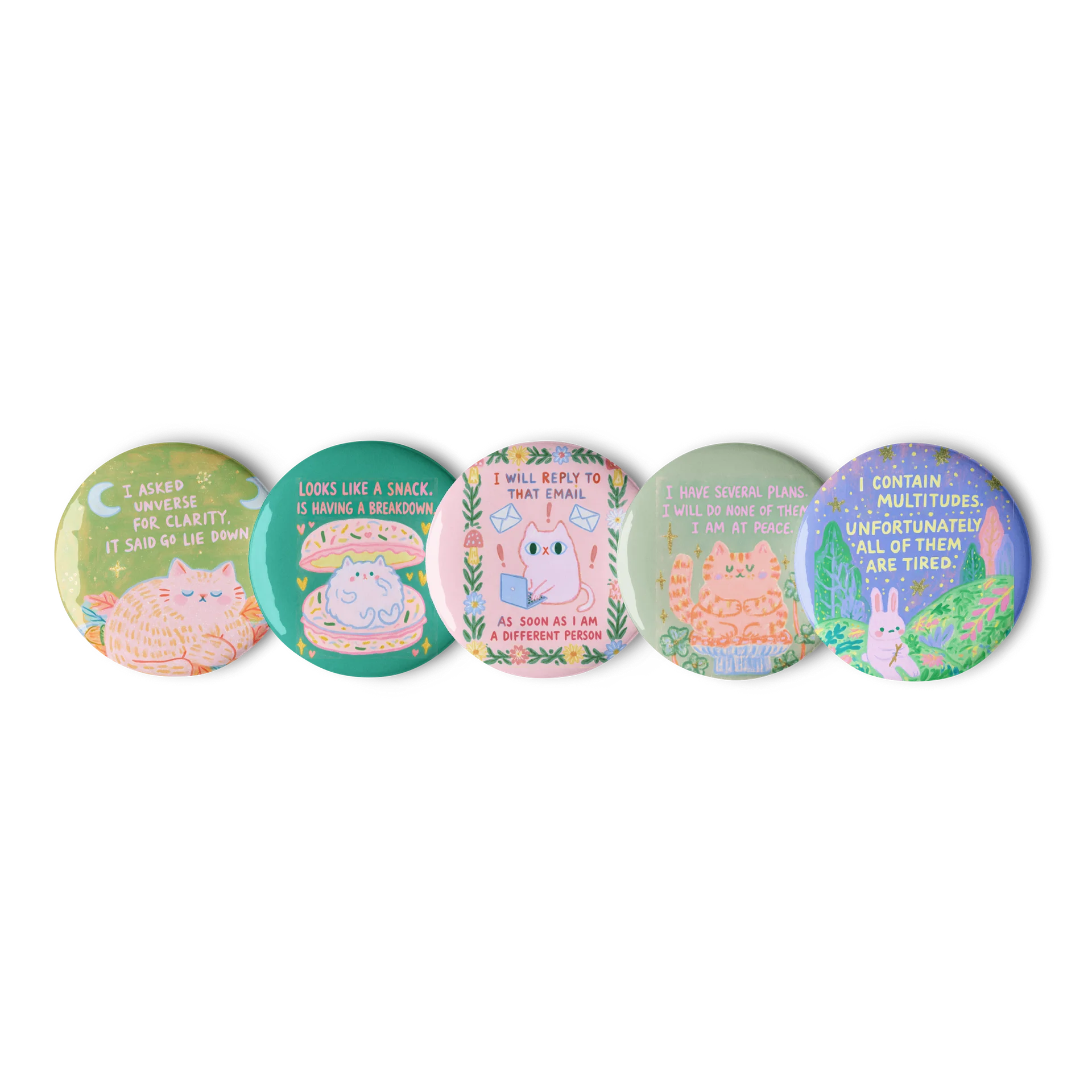 Go Lie Down Cat Pin Button Set product image (1)