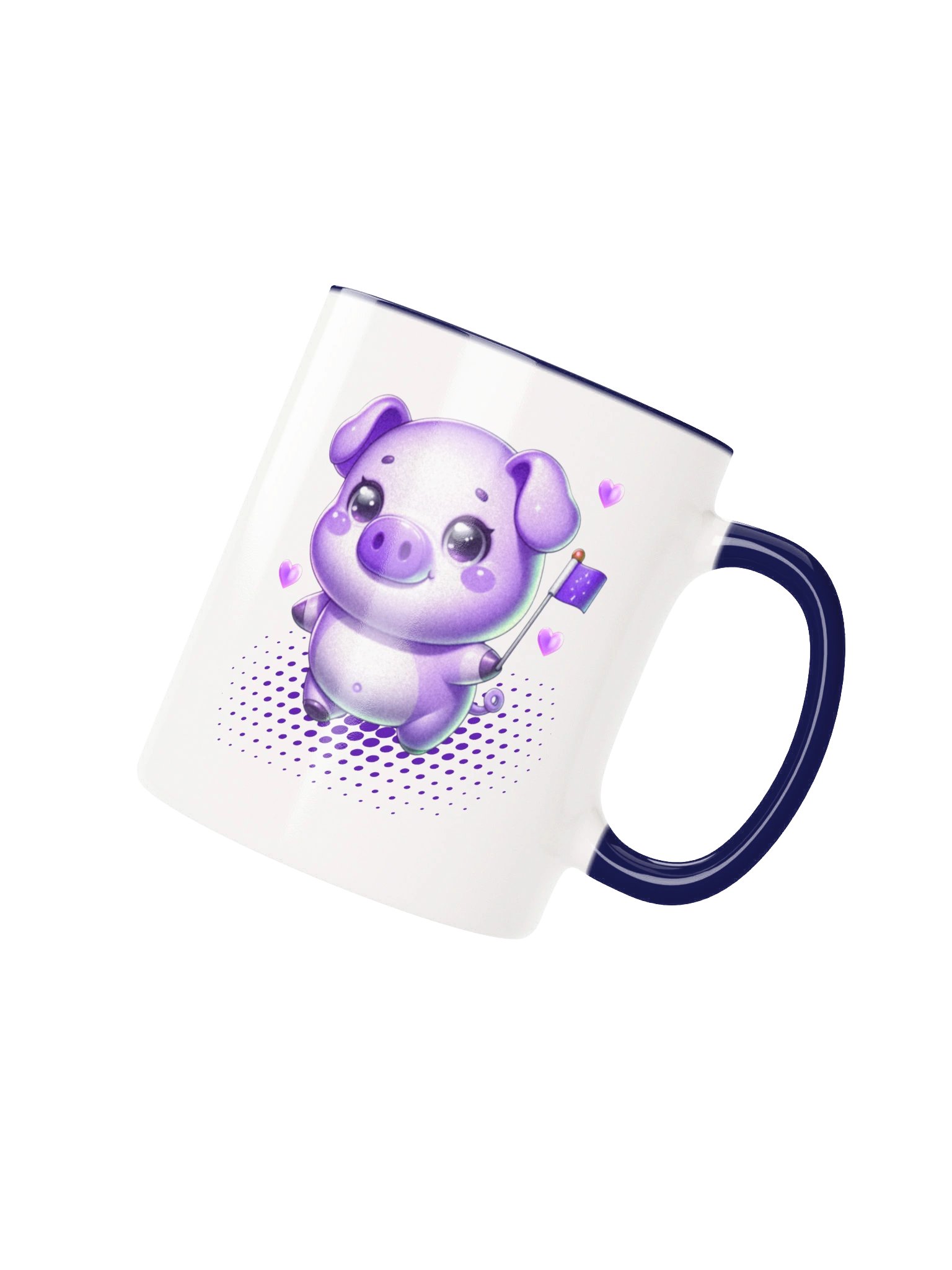 Purple Kawaii Piglet With Flag - Cute Baby Pig With Hearts - Y2K Pastel Pig Design product image (2)