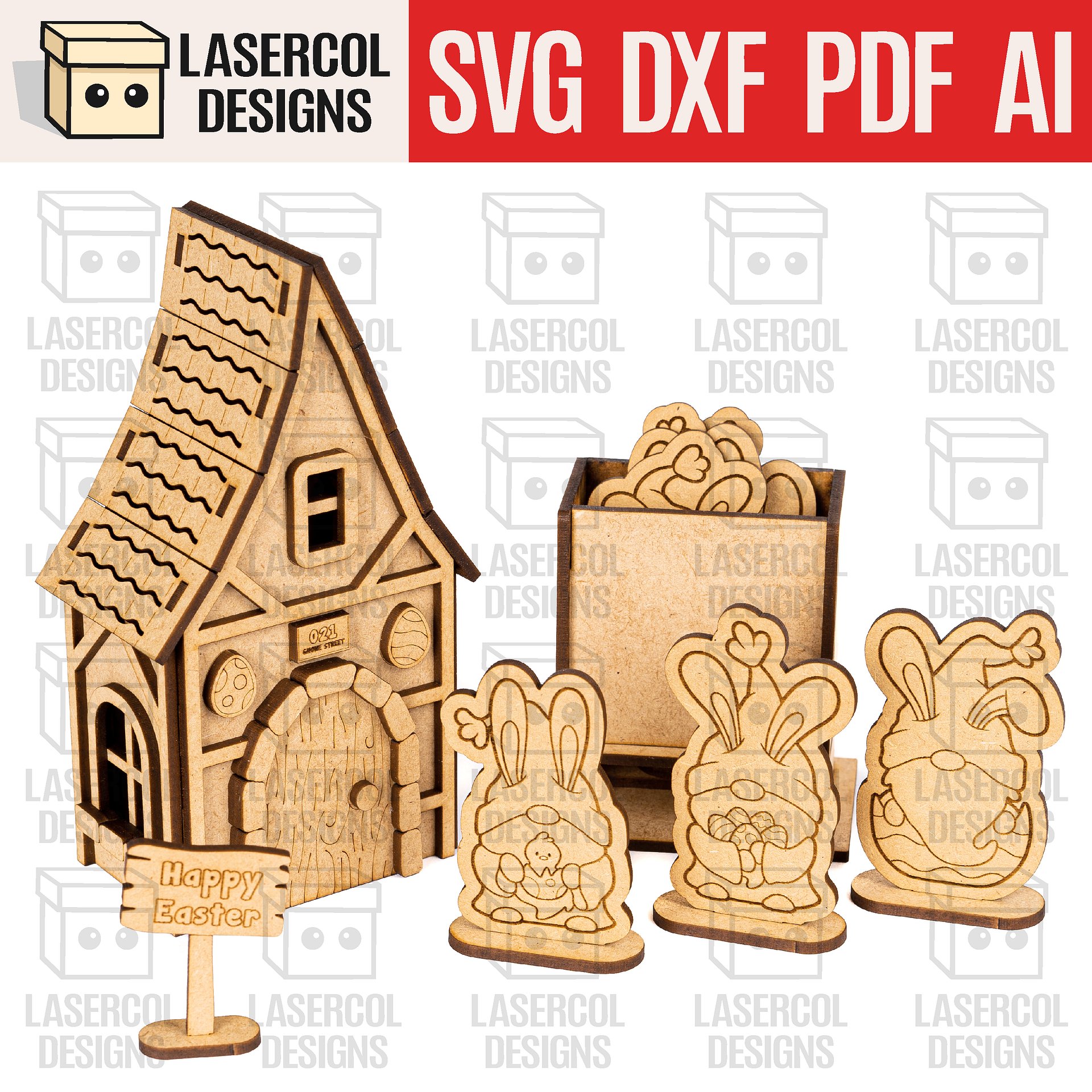 Easter Gnomes House Set 2 - Laser Cut Files product image (1)