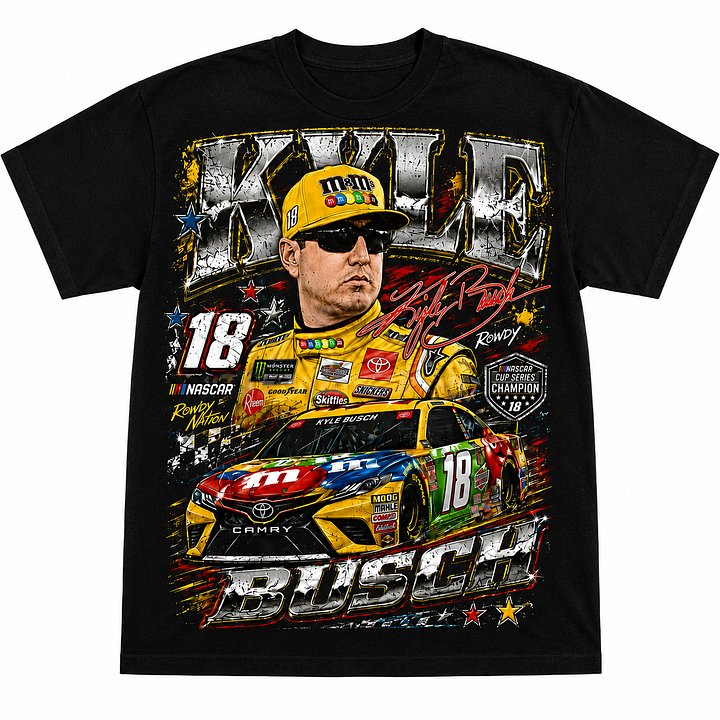 Vintage Kyle Busch 18 Racing Shirt Rowdy Nation Graphic Tee product image (1)
