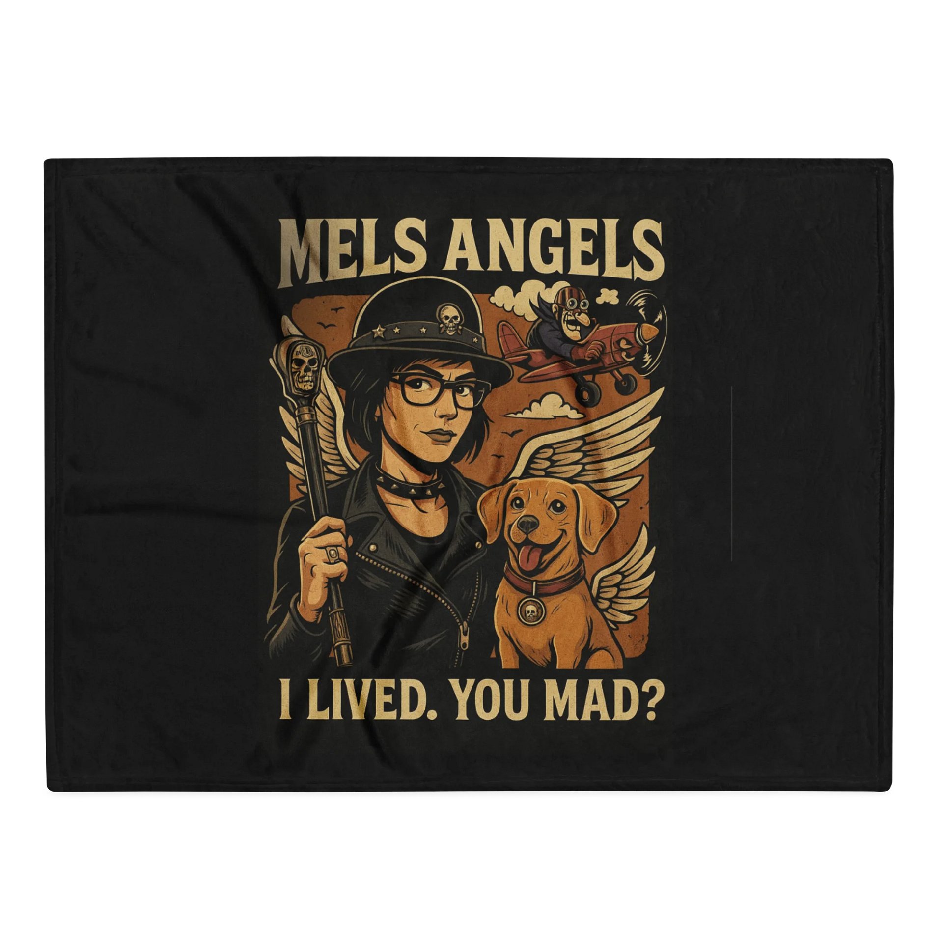 Mel’s Angels “I Lived. You Mad?” Throw Blanket product image (2)