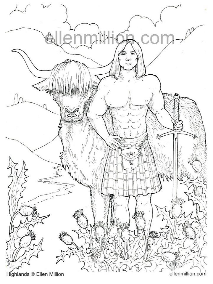 Highlands - digital coloring page product image (1)