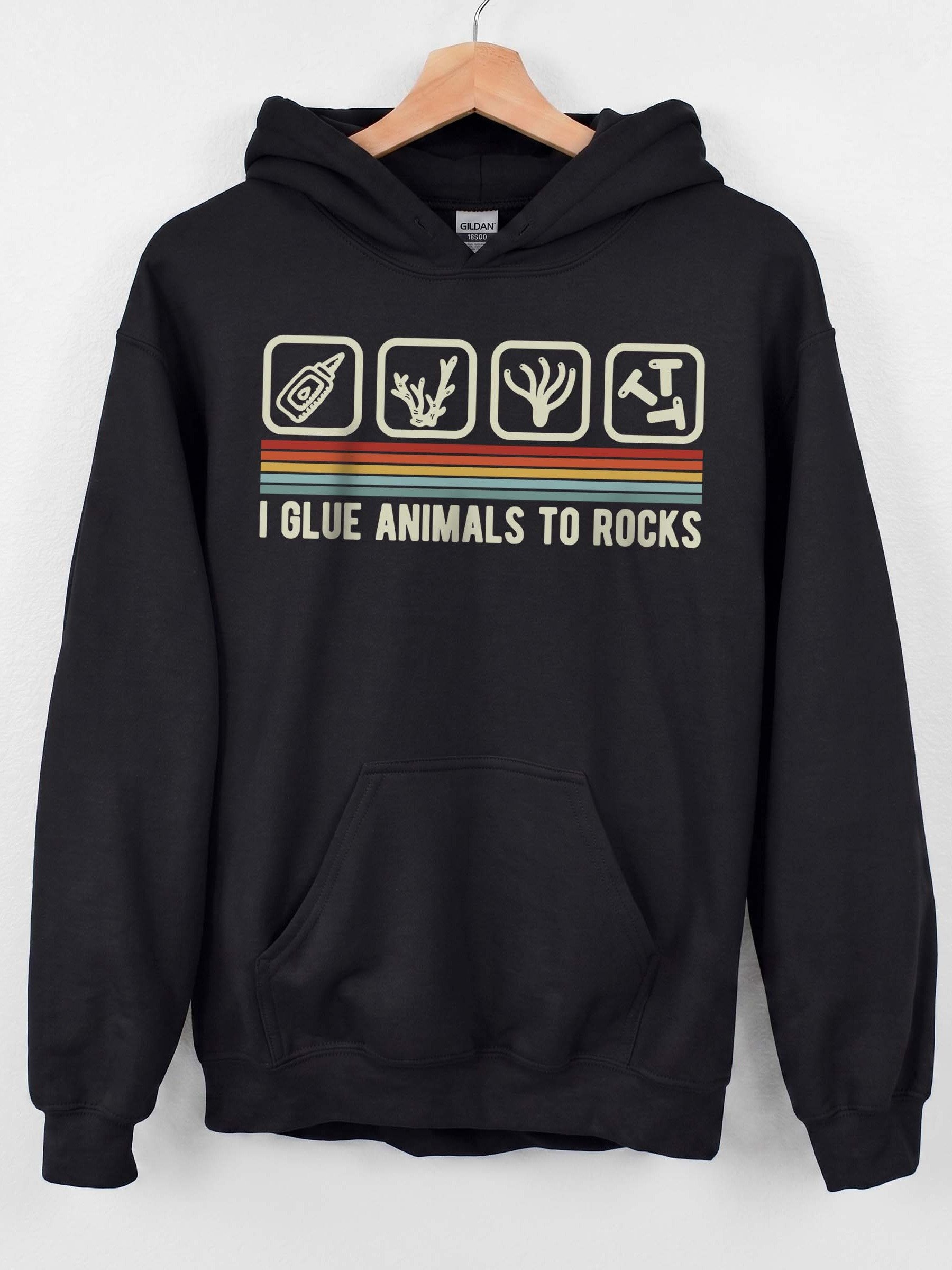 Glue Animals to Rocks Hooded Sweatshirt – Funny Reef Tank Coral Fragging Sweatshirt for Reef Aquarium Keepers product image (1)