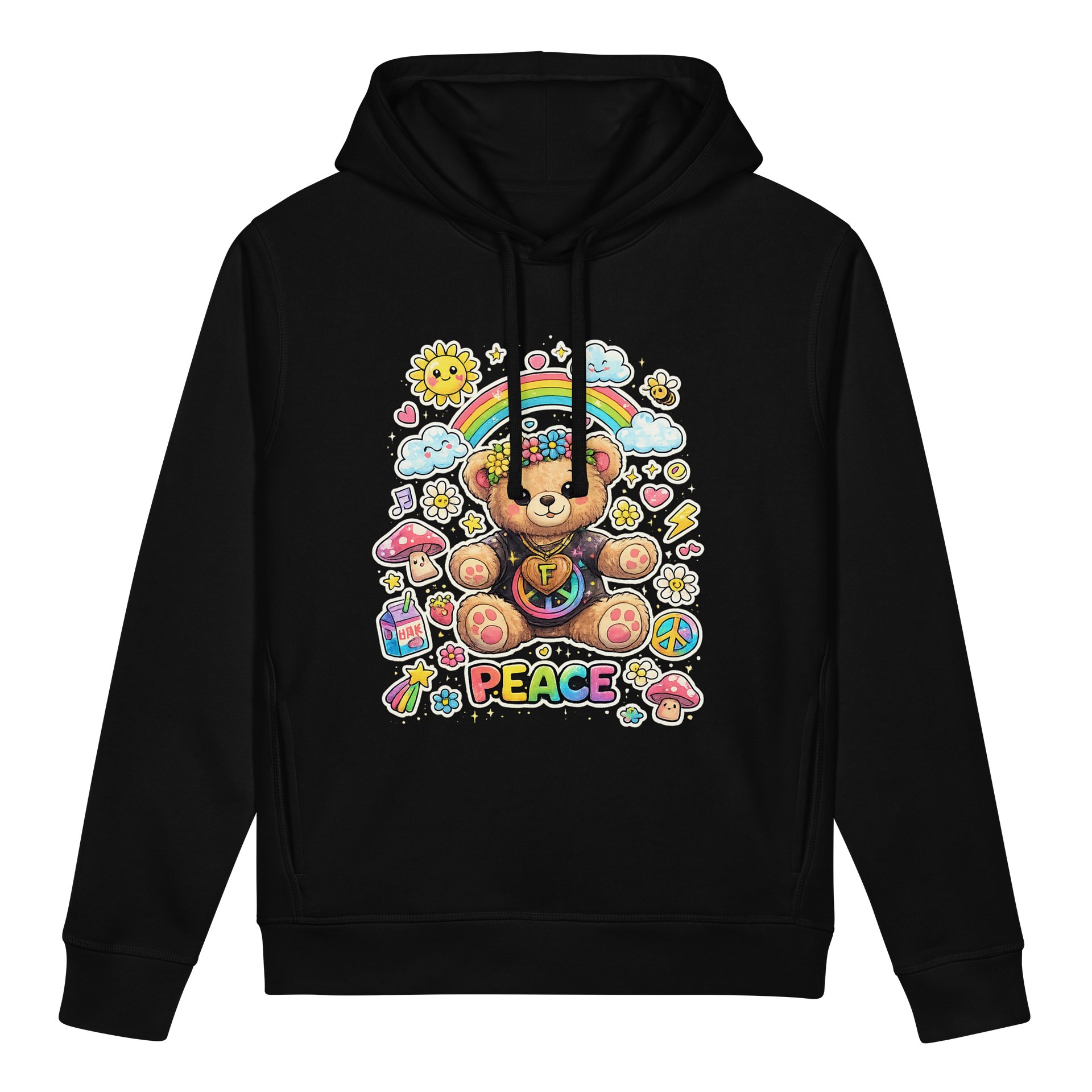 Peaceful Teddy Bear Organic Hoodie – Wear the Calm by FayzieBobs product image (1)