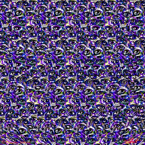 More eyes than a spider. To see the hidden image unfocus your eyes.