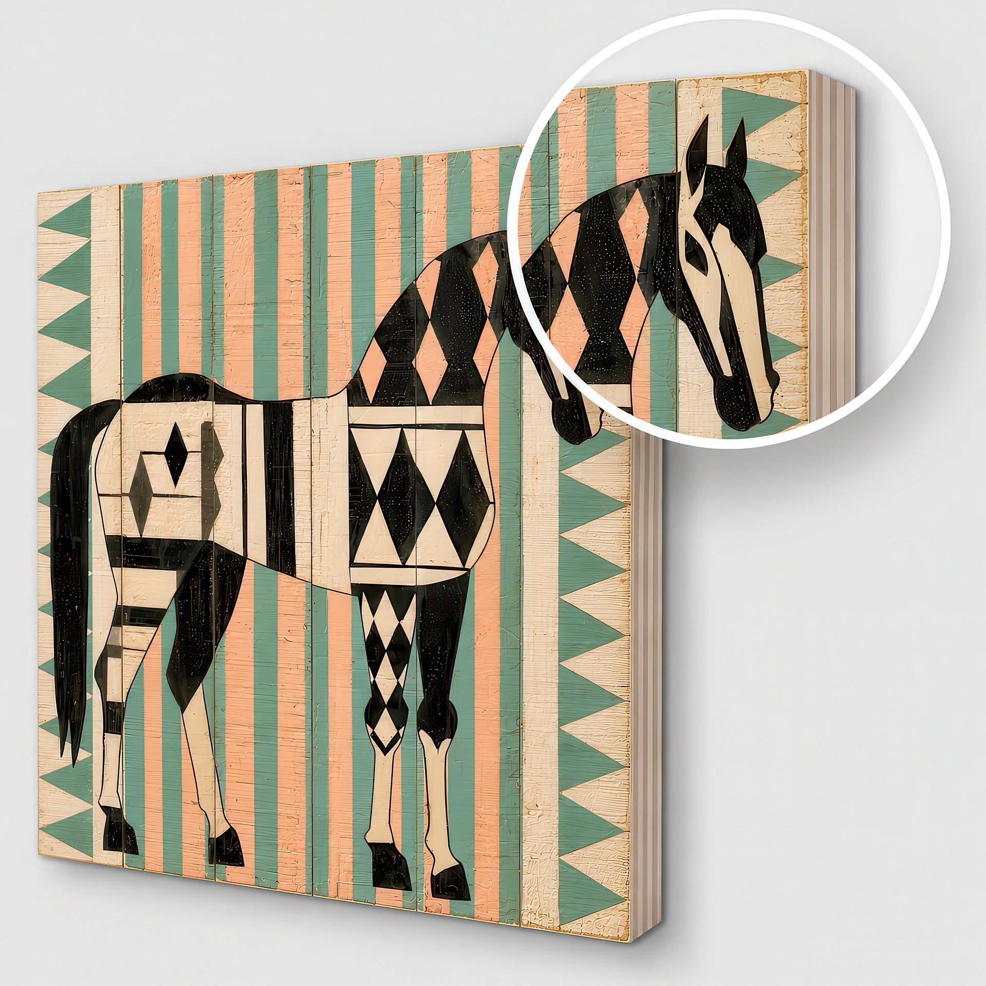 Desert Harlequin | Birch Wood Folk Art | Wall Decor | 24x24″ (60x60 cm) product image (4)