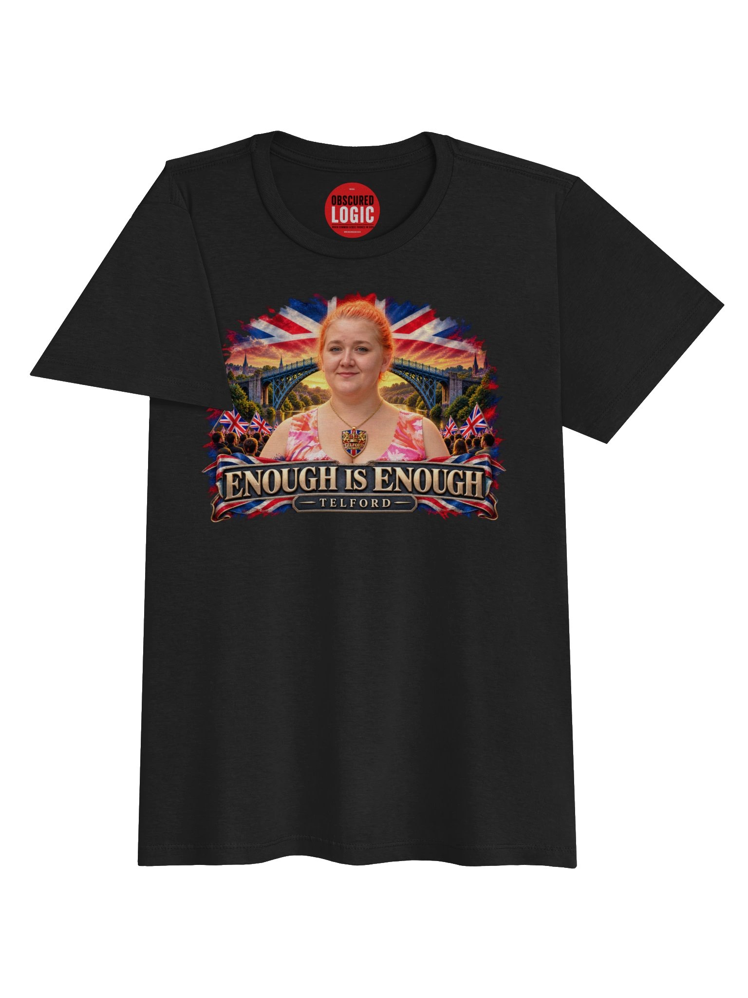 Woman's Fitted Enough Is Enough Telford Patriotic Poster Tee product image (3)