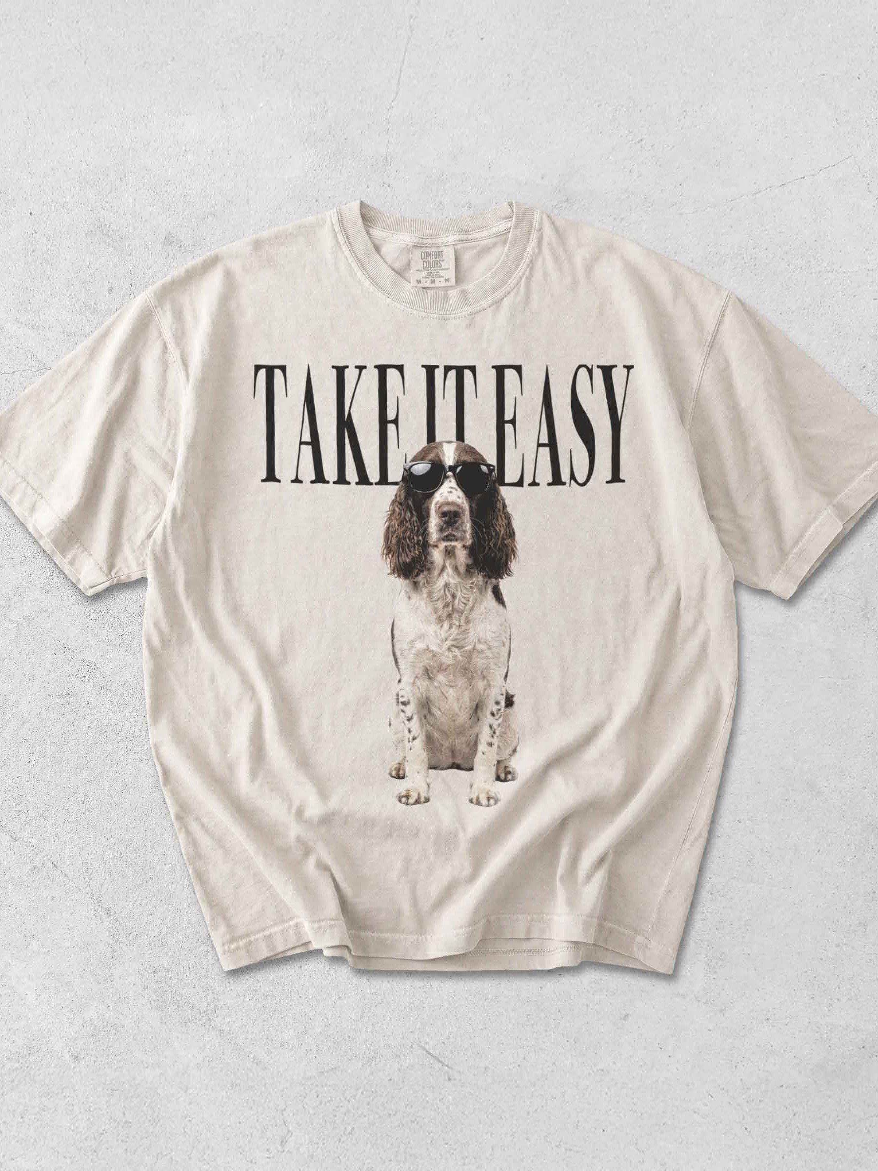 Take It Easy '90s Pop Vintage-Style T-Shirt for Springer Spaniel(Liver & White) Owner product image (1)