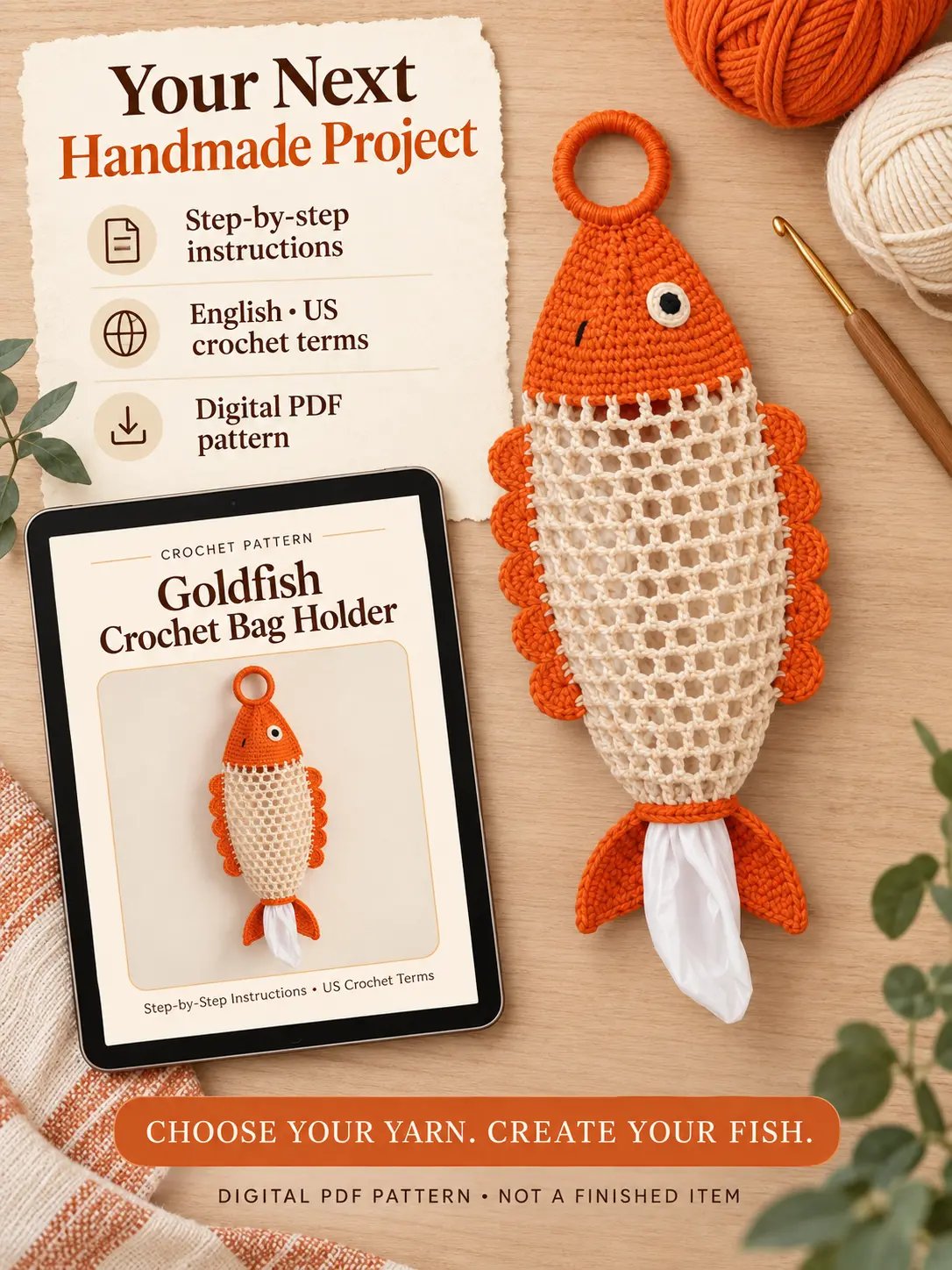 Crochet Fish Bag Holder Pattern product image (1)