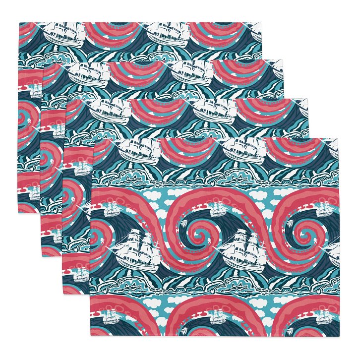 Kraken Vibes Nautical Adventure | Placemats – Set of 4 | MONIQUE FAELLA DESIGNS™ product image (1)