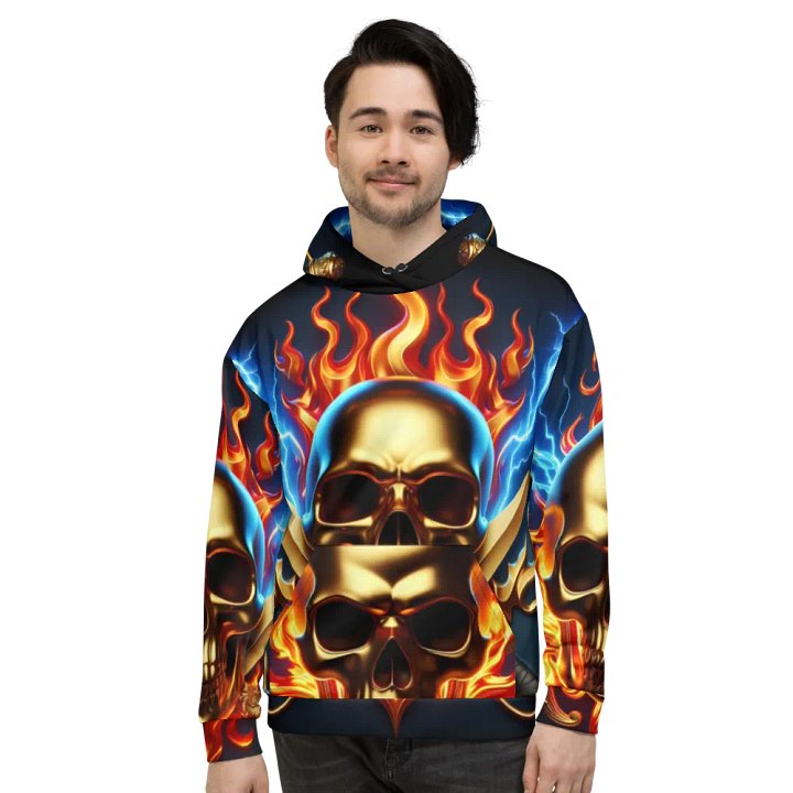 Vibrant Flames - Unisex Skull Hoodie #32 product image (2)