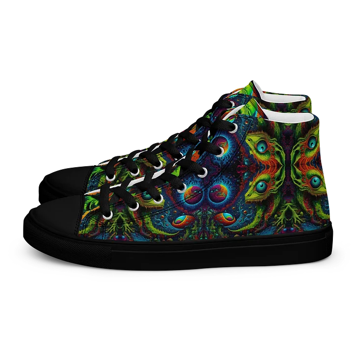 Men's Canvas High tops. House of Rahly-Cosmic Reptilian Design. product image (10)