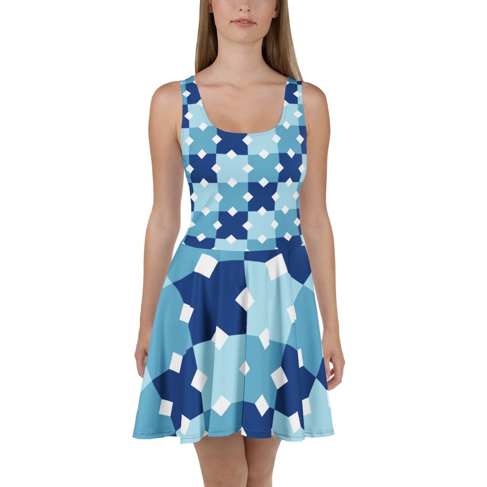 Symmetric Blue Cross Skater Dress product image (2)
