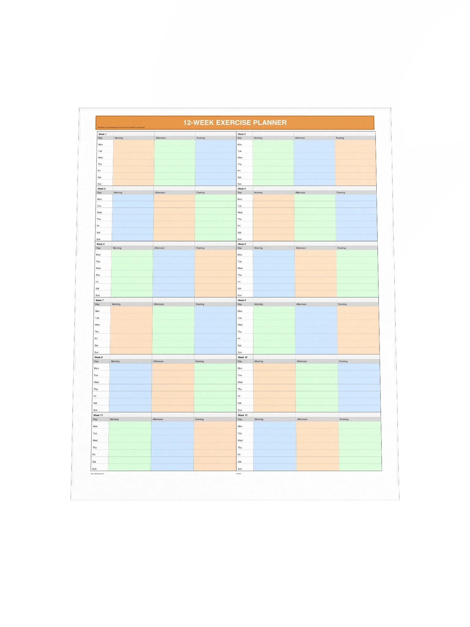12 Week Exercise Planner product image (5)