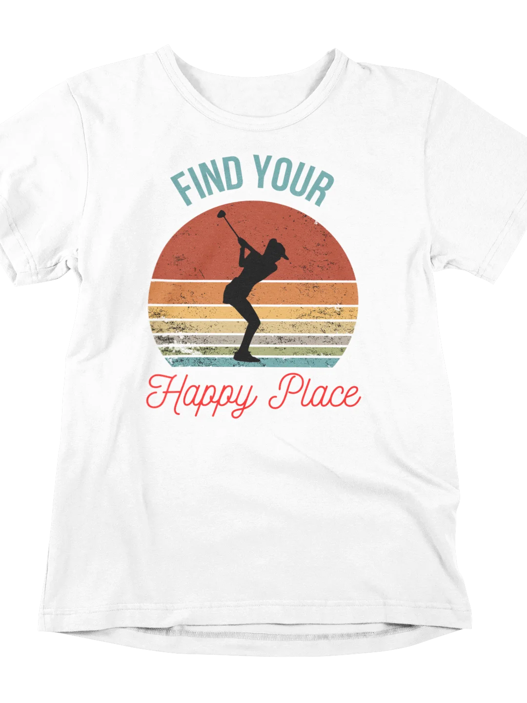 Find Your Happy Place - Female Golfer Silhouette Over a Retro Sunset product image (1)