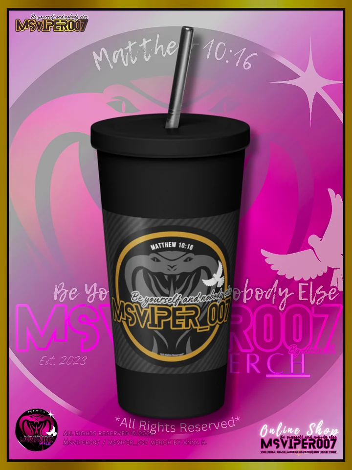 Tumbler - "MsViper_007™ Brand [gld-yllw/blk] - Support&Sport" Insulated Tumbler with a Straw By Anna H. product image (2)