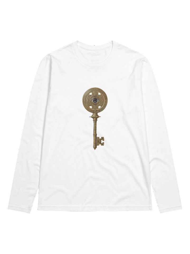 The Gatekeeper’s Key – White Clarity Line Edition (Front & Back Print) | Premium Fitted Long Sleeve product image (1)