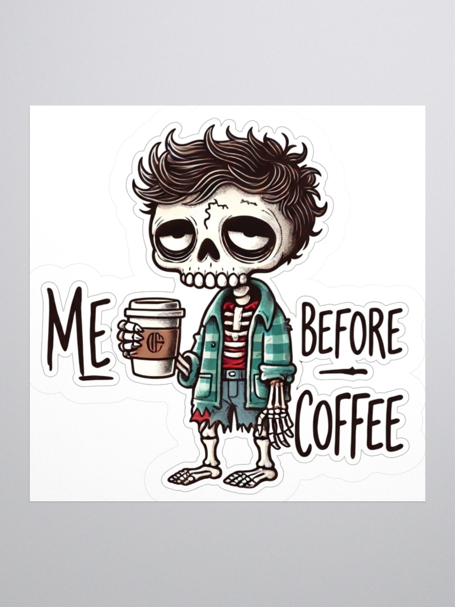 "Me Before Coffee" Zombie Dude Kiss-Cut Sticker product image (1)
