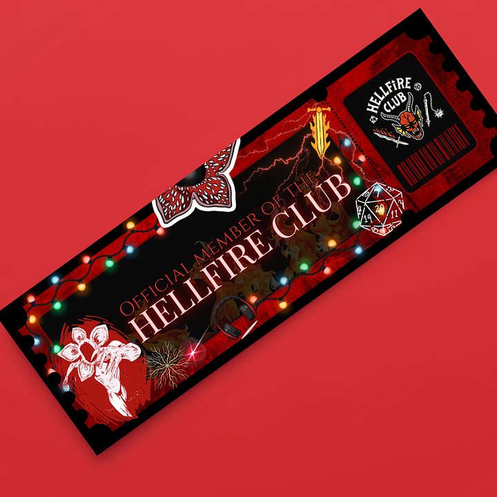 Hellfire club Hawkins Stranger things Bookmark Ticket (PDF Download) product image (2)