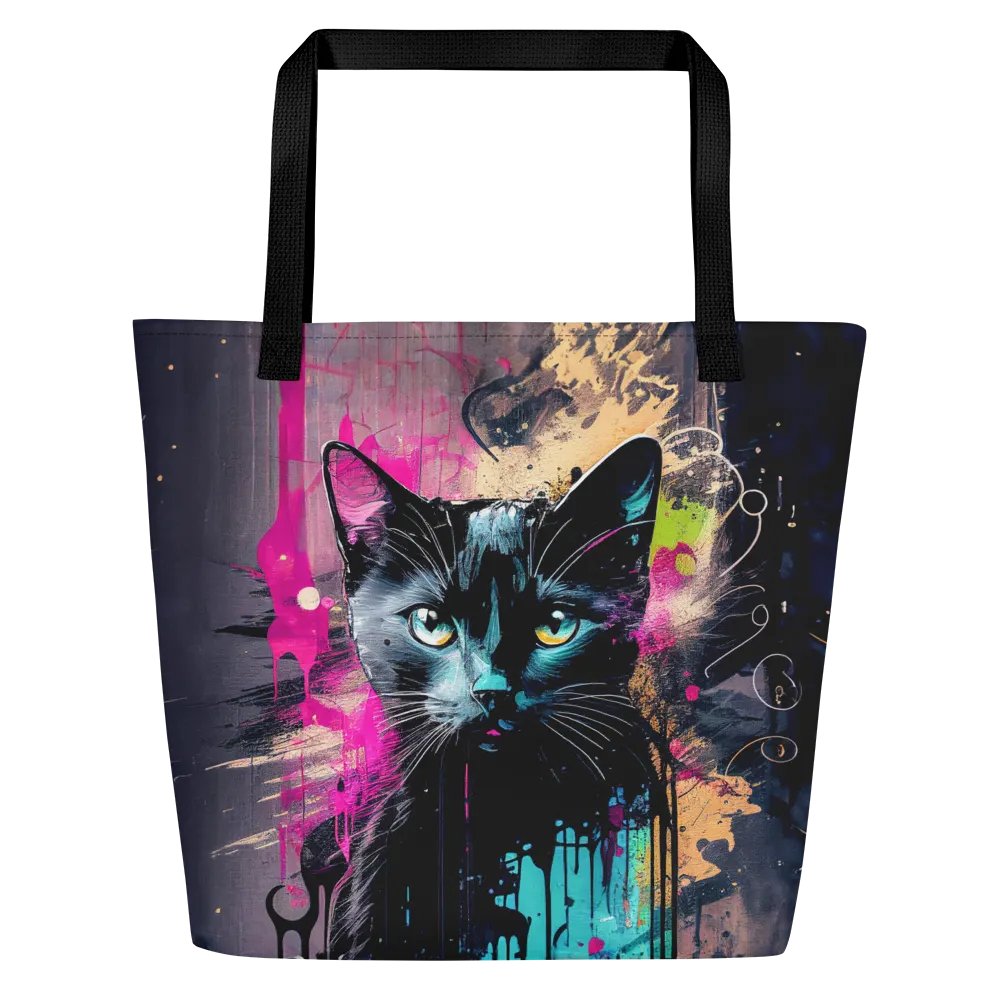 Graffiti Inspired Black Cat Tote Bag product image (2)