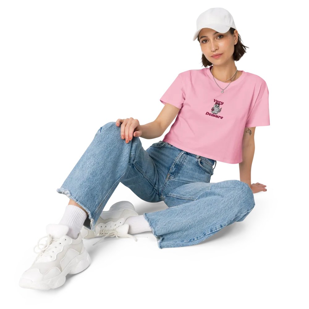 Very Demure Cute Ghost Embroidered Crop Top product image (11)