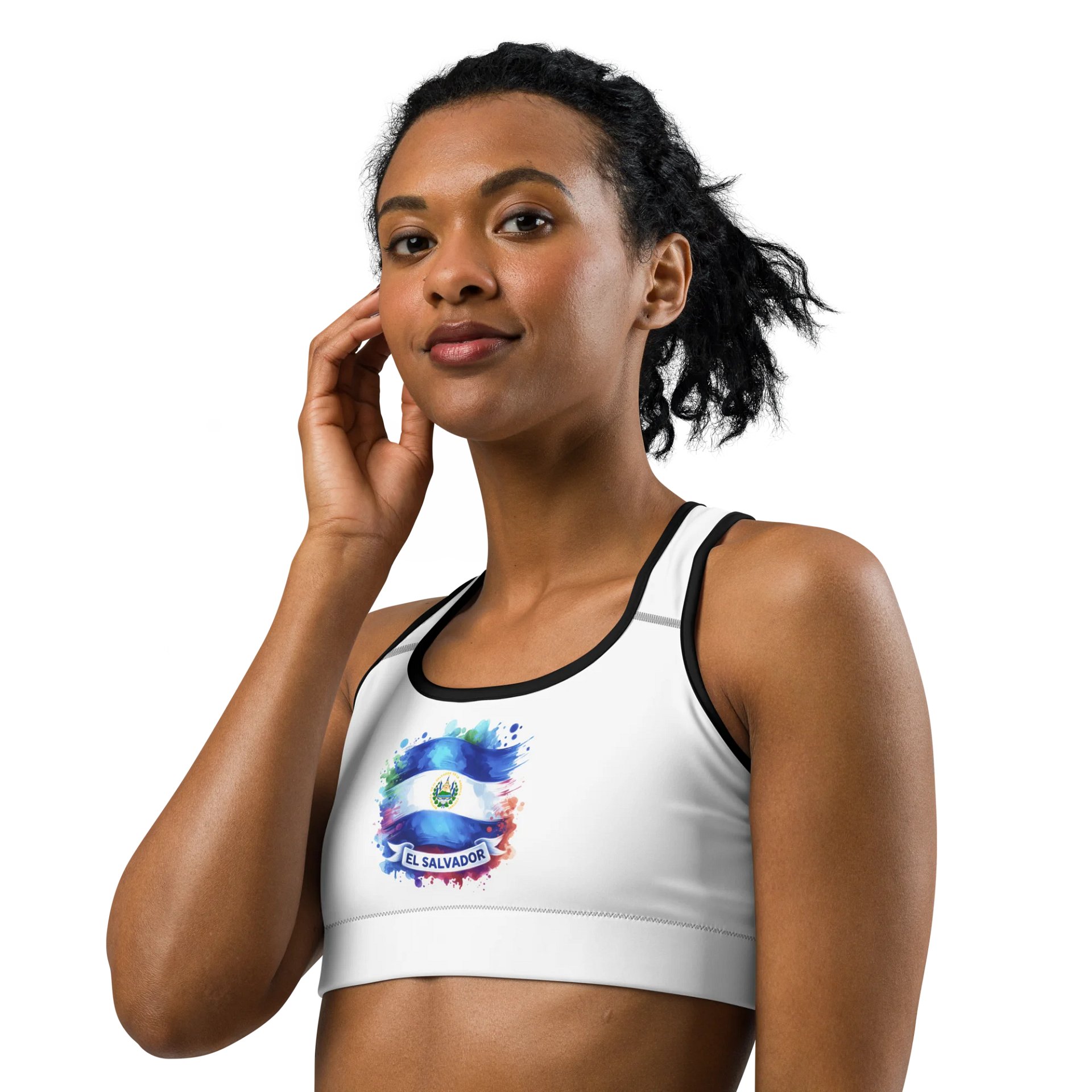 Vibrant El Salvador Flag All-Over Print Sports Bra product image (2)