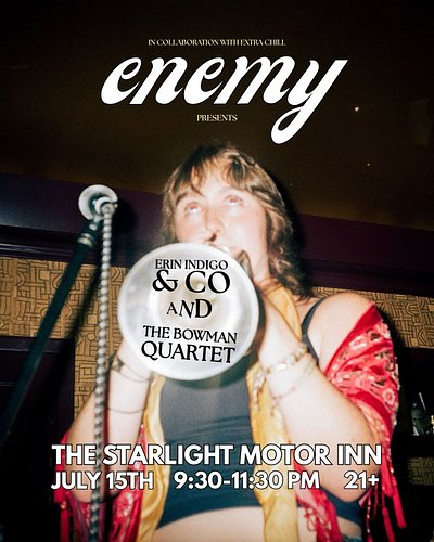 enemy night is back at the Burgundy Lounge next Wednesday!! 💃🏻💃🏻

featuring @erinindigomusic bringing the charm and whimsy AN...