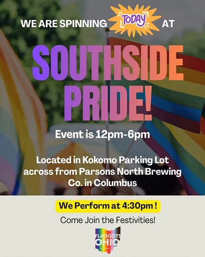 Bring some sunshine ☀️& rainbows!🌈 
We are spinning at Southside Pride TODAY!!
Located right across from @parsons_north 
See ...