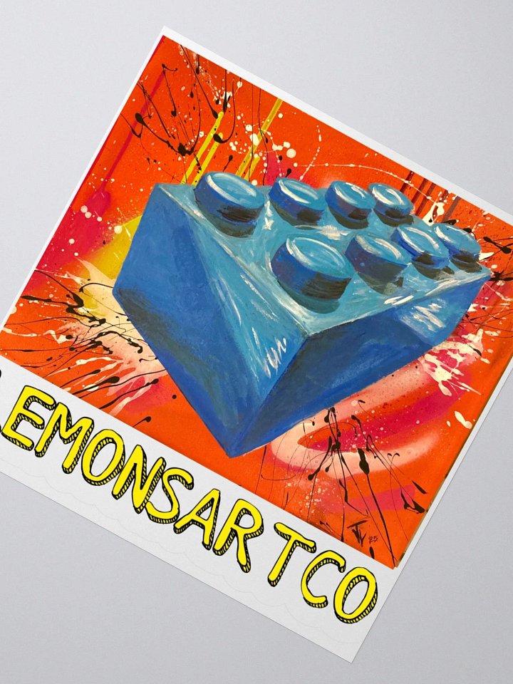 POP Brick (Blue Brick/Red Background) Sticker product image (2)