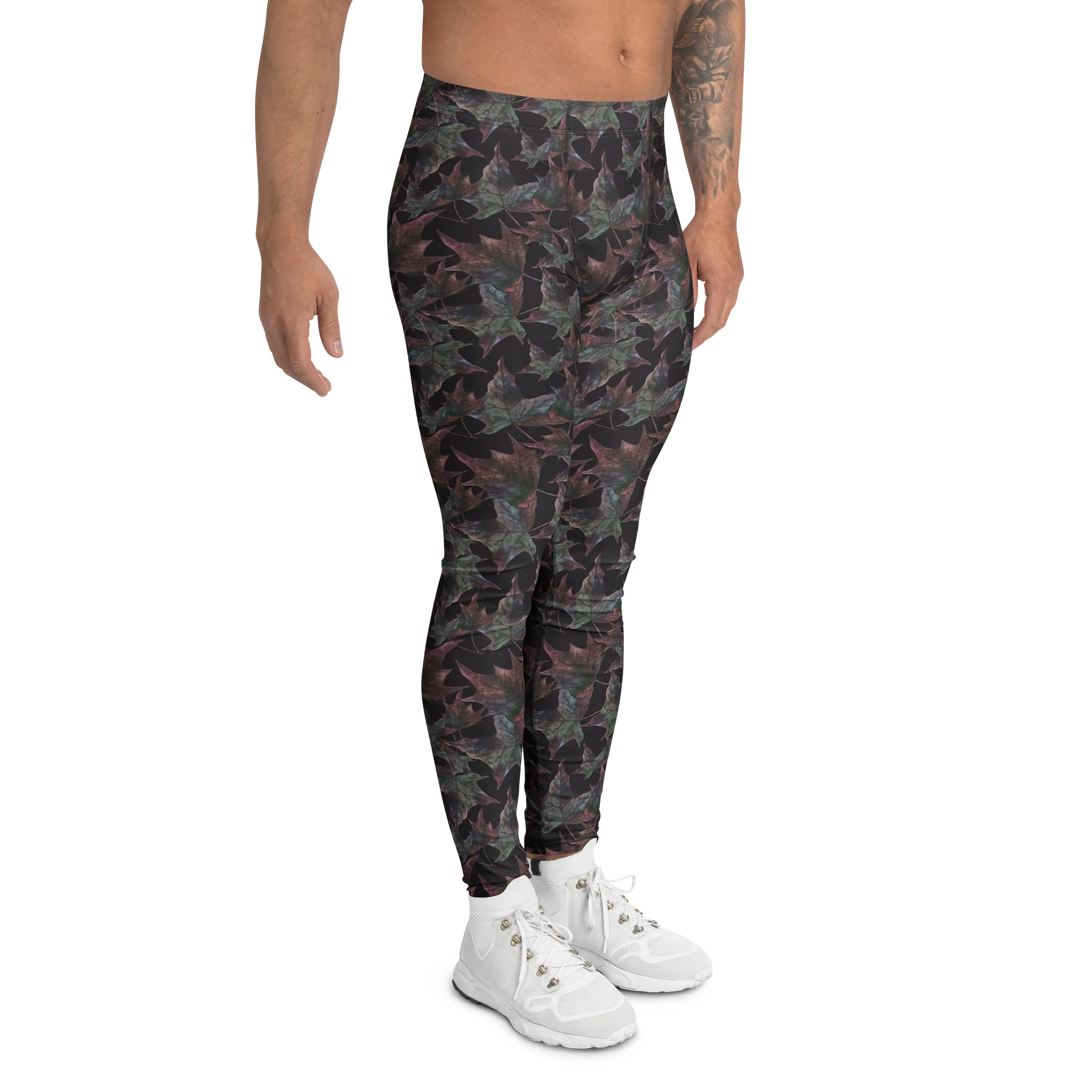 Artistic Watercolor Maple Print Men's Leggings product image (3)