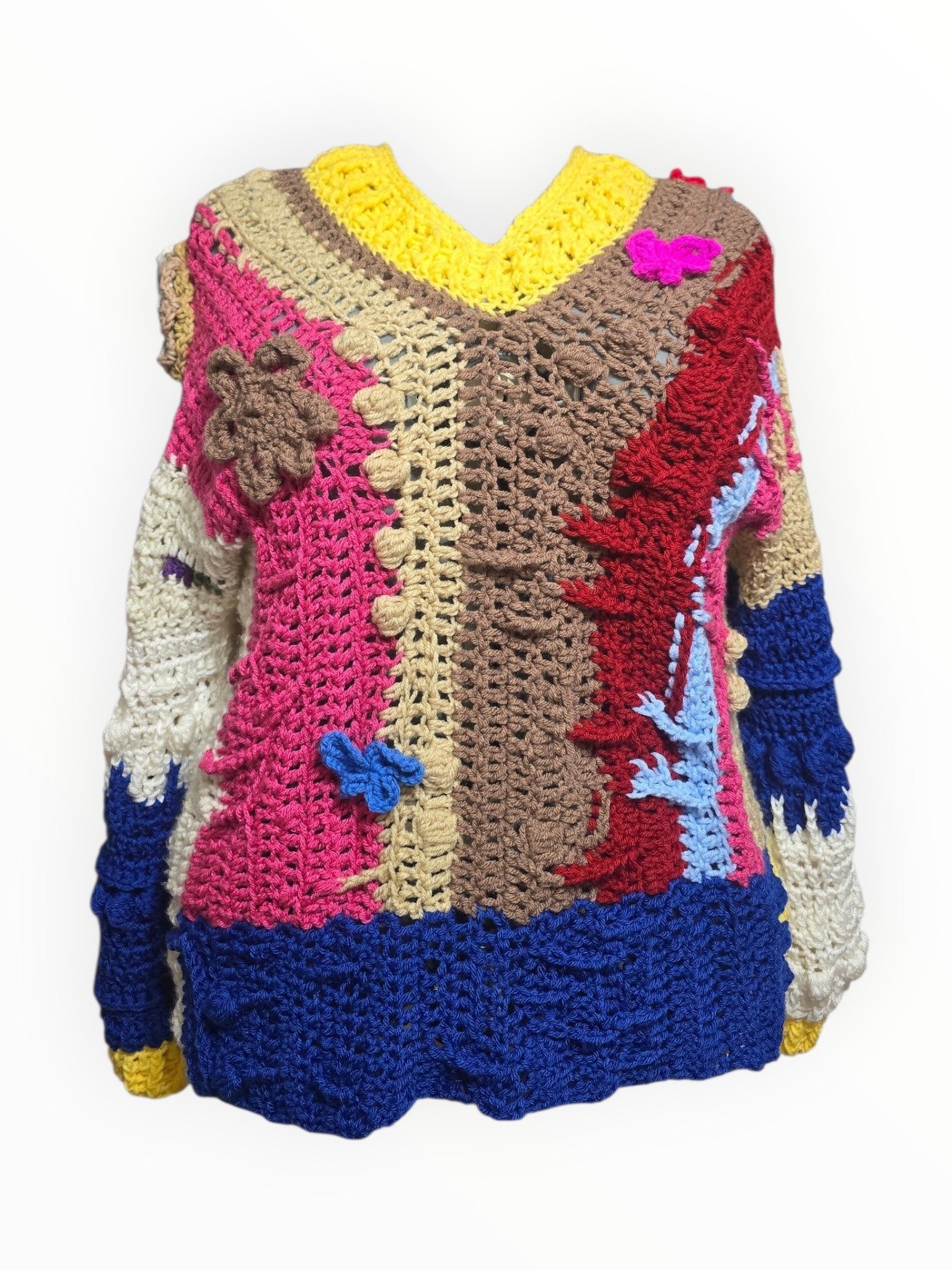 Suéter de Crochet Color-Block Artesanal (Talla M/L) product image (2)