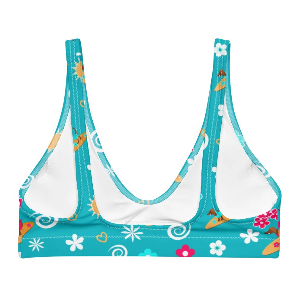 Surfing Dachshund Pattern Padded Bikini Top product image (2)