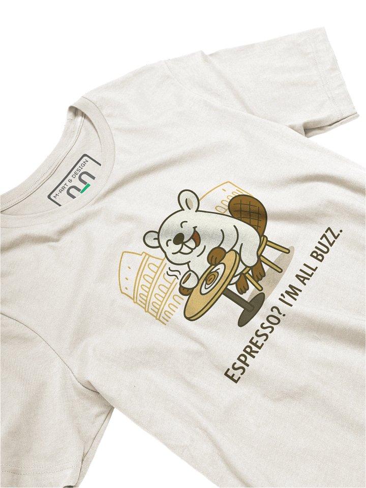 Funny Beaver Espresso Shirt – Cute Italy Coffee Pun Tee with Colosseum – “I’m All Buzz” | art.4uand.me product image (2)