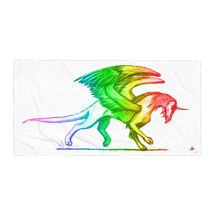 Feather Winged Dragon Bath Towel (Rainbow Variant) product image (1)