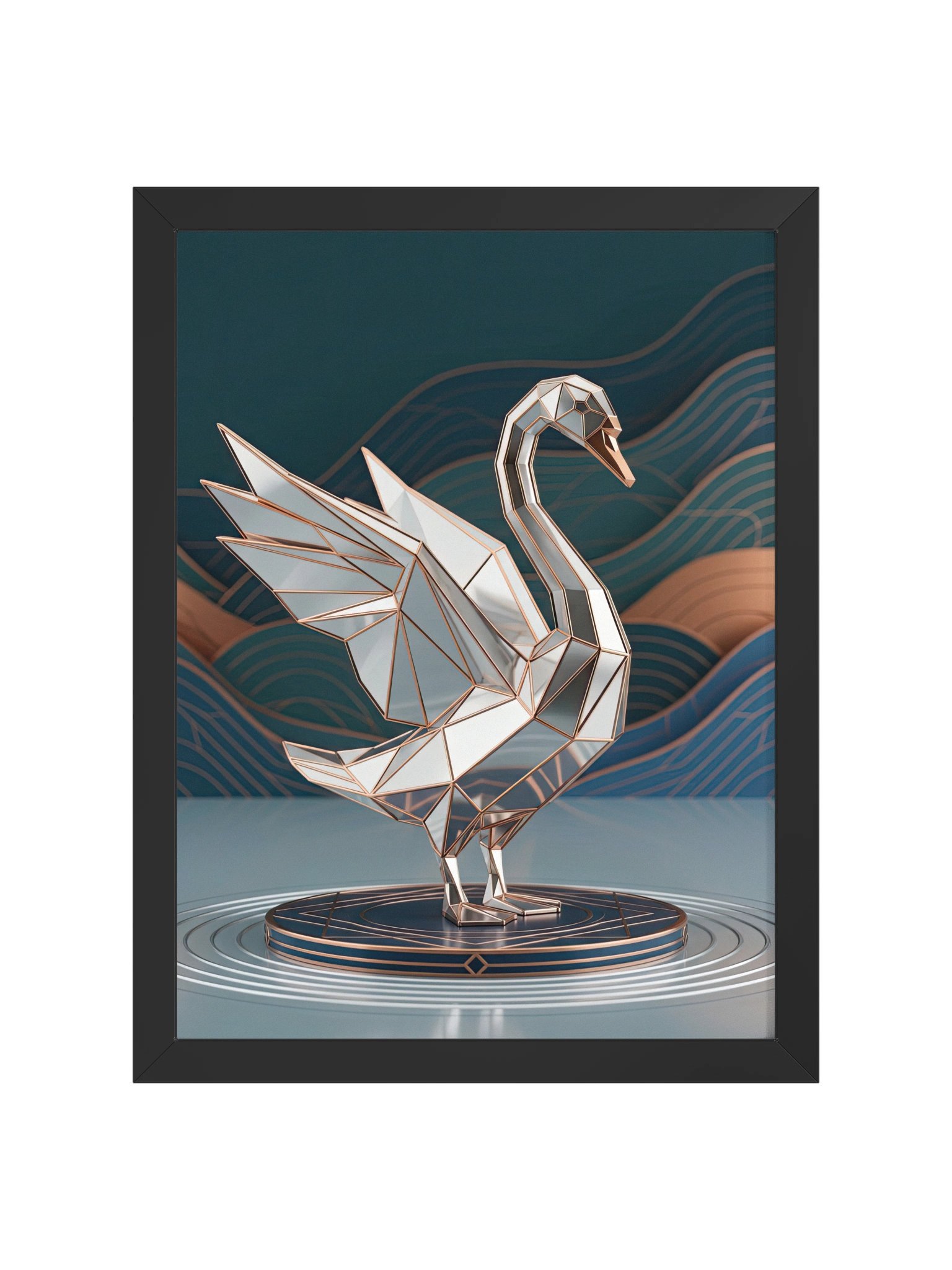 Geometric Metallic Swan Framed Poster - Neo-Deco Wall Art product image (17)