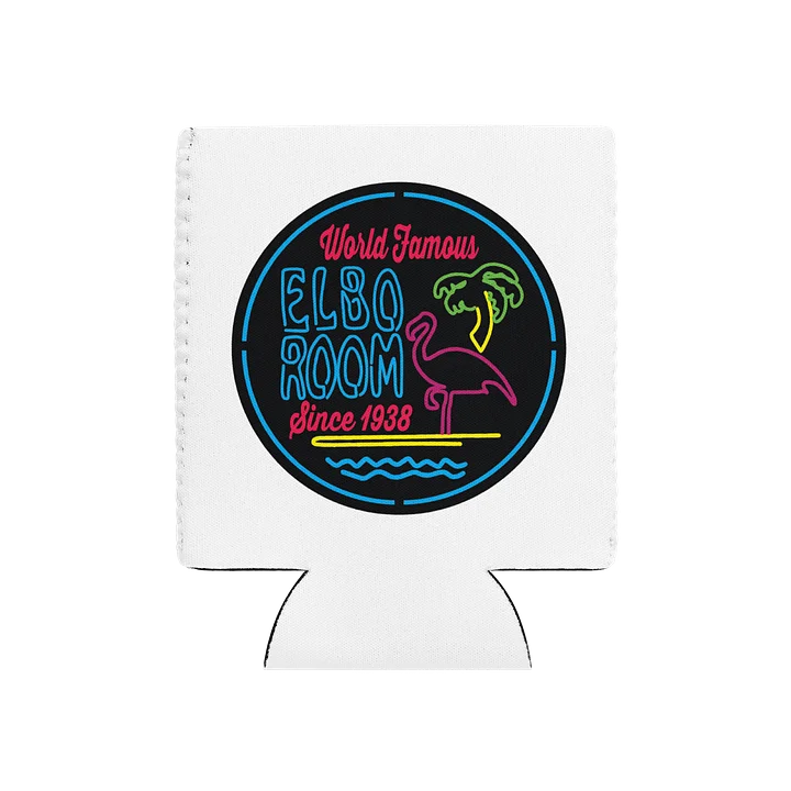Elbo Room World Famous Neon Flamingo Can Koozie | Classic White product image (1)