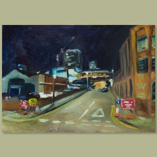 Digbeth looking towards the city centre - oil on art board, 210x297mm / 8.3x11.7in 

Painted an ever-changing view that I tak...