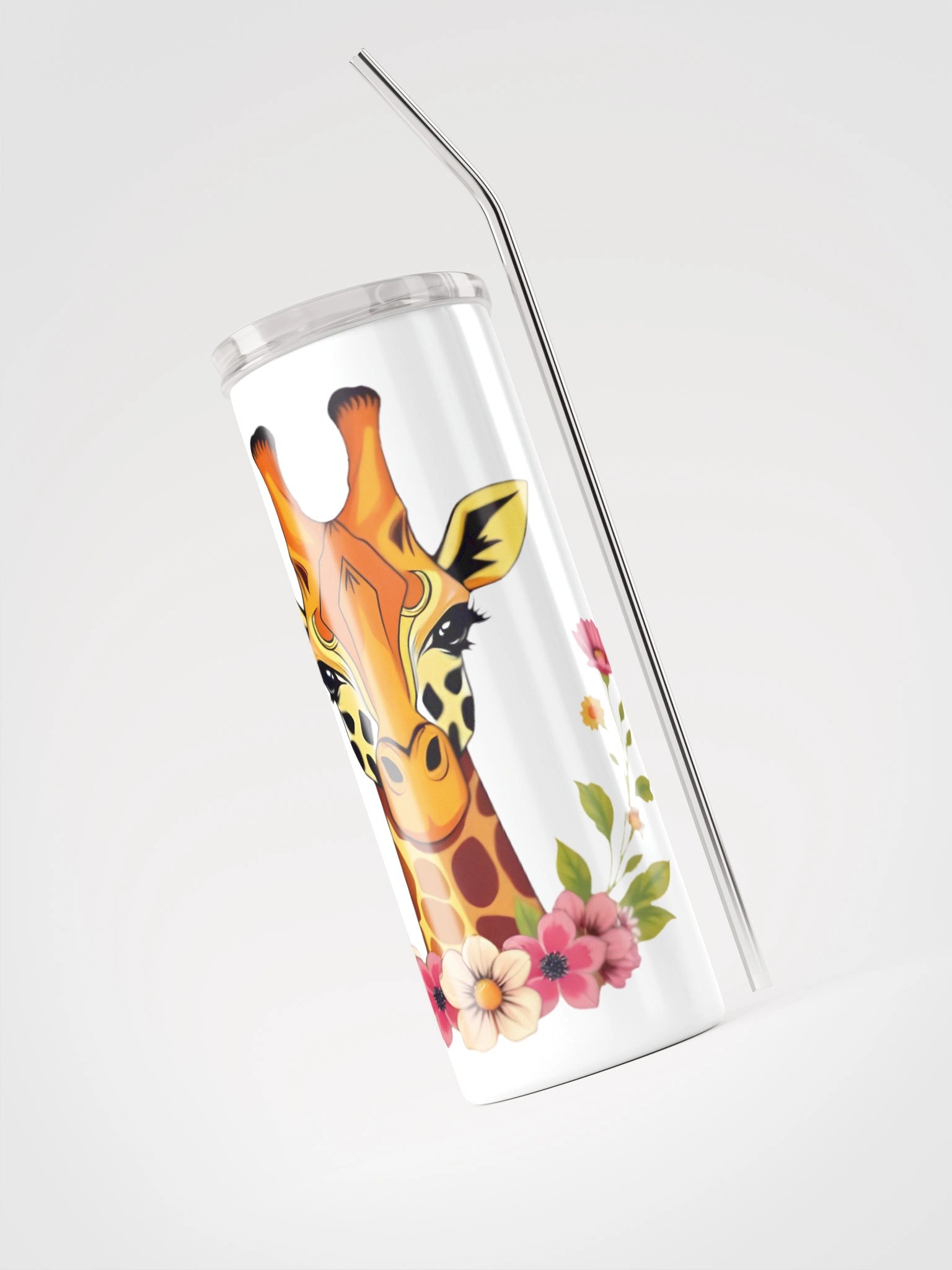 Floral Giraffe Stainless Steel Tumbler product image (3)