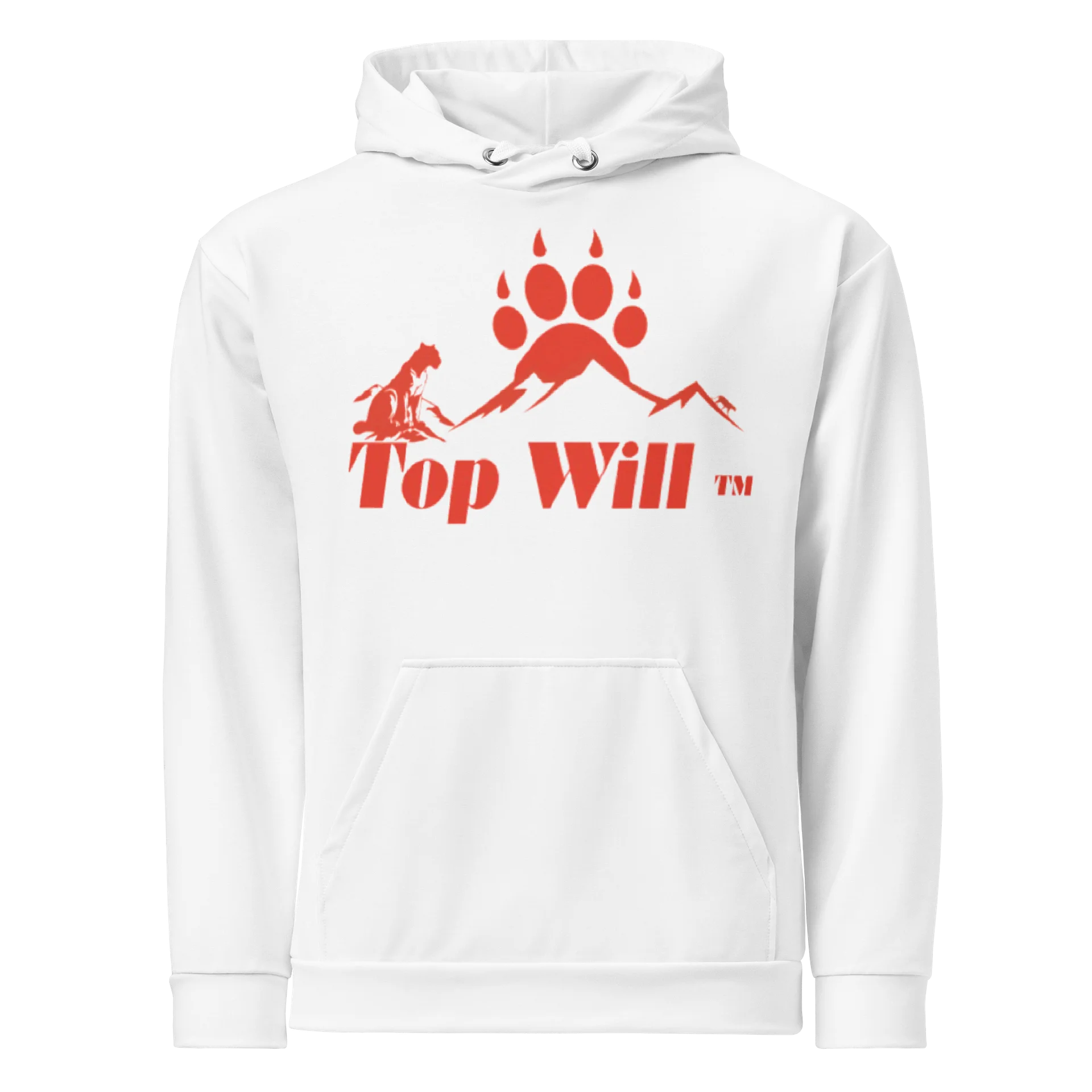 Top Will™ Unisex White & Red Cotton Hoodie product image (1)